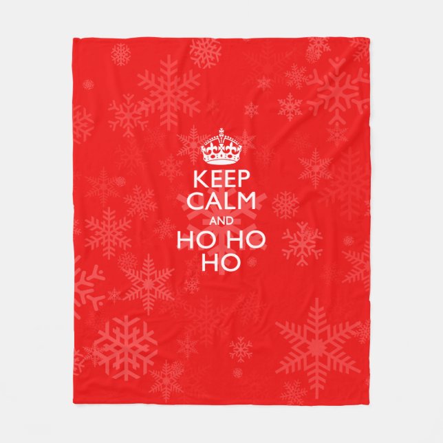 Behalten Sie Ruhe und Ho Ho Ho auf Schneeflocken Fleecedecke (Vorderseite)