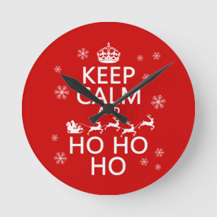 Behalten Sie Ruhe und Ho Ho Ho Runde Wanduhr