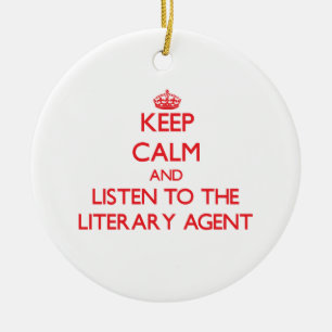 Behalten Sie Ruhe und hören Sie zum literarischen Keramikornament