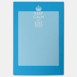 Behalten Sie Ruhe und Ihren Text auf Himmel-Blau Post-it Klebezettel