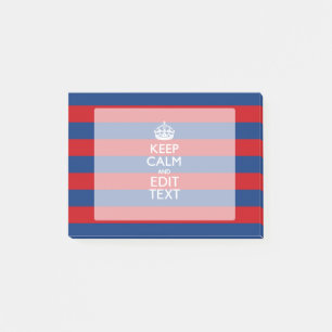 BEHALTEN Sie RUHE UND Ihren Text auf roten blauen Post-it Klebezettel