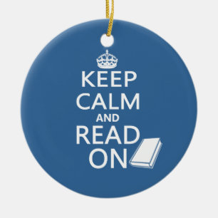 Behalten Sie Ruhe und lesen Sie an Keramik Ornament