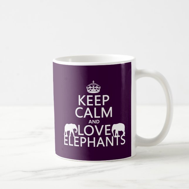 Behalten Sie Ruhe-und Liebe-Elefanten (irgendeine Kaffeetasse (Rechts)