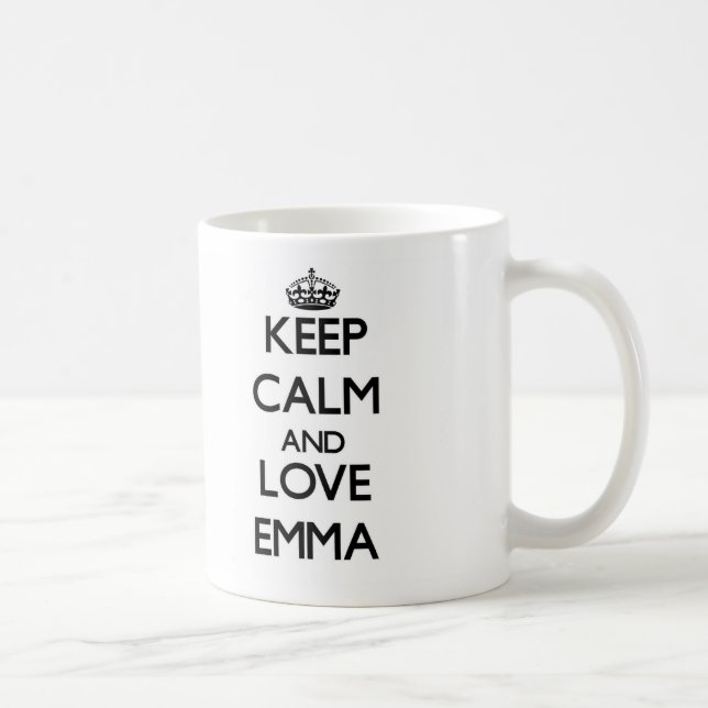 Behalten Sie Ruhe und Liebe Emma Kaffeetasse (Rechts)