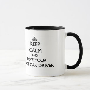 Behalten Sie Ruhe und Liebe Ihr Rennen-Auto-Fahrer Tasse