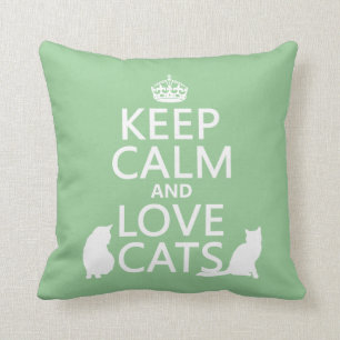 Behalten Sie Ruhe-und Liebe-Katzen Kissen