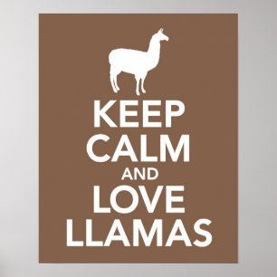 Behalten Sie Ruhe und Liebe-Lamas drucken oder Poster