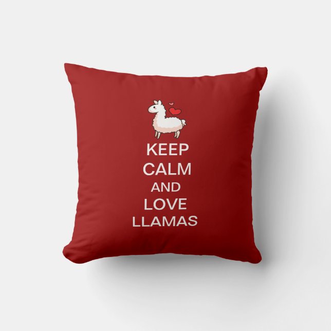 Behalten Sie Ruhe-und Liebe-Lamas Kissen (Vorderseite)