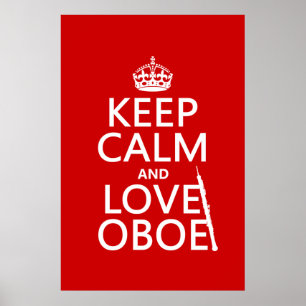 Behalten Sie Ruhe und Liebe Oboe (irgendeine Poster