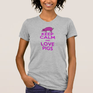 Behalten Sie Ruhe-und Liebe-rosa Schweine T-Shirt