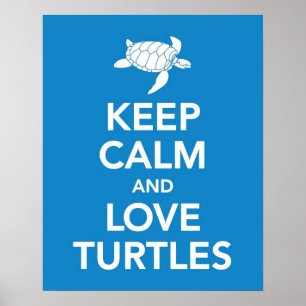 Behalten Sie Ruhe und Liebe-Schildkröten drucken Poster