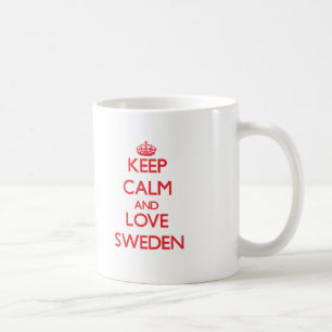 Behalten Sie Ruhe und Liebe Schweden Kaffeetasse