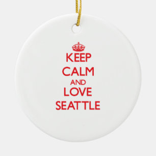 Behalten Sie Ruhe und Liebe Seattle Keramik Ornament