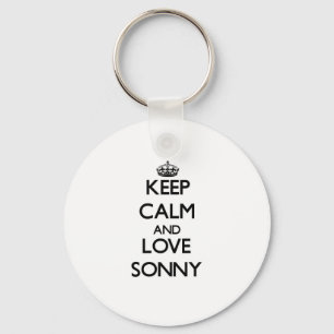 Behalten Sie Ruhe und Liebe Sonny Schlüsselanhänger