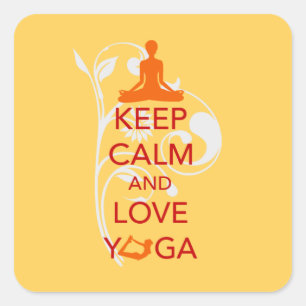 Behalten Sie Ruhe-und Liebe-Yoga - einzigartigen Quadratischer Aufkleber