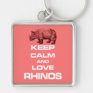 Behalten Sie Ruhe und Lieberhinos-Nashorn-coolen Schlüsselanhänger