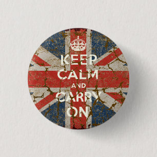 Behalten Sie Ruhe und machen Sie mit BRITISCHER Button