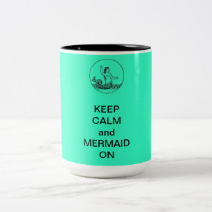 BEHALTEN SIE RUHE UND MEERJUNGFRAU AN ZWEIFARBIGE TASSE