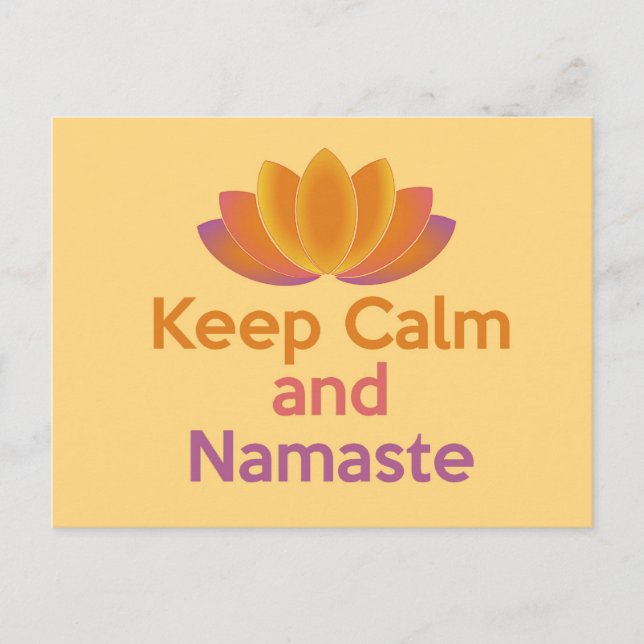 Behalten Sie Ruhe und Namaste - Zen, Yoga, Postkarte (Vorderseite)