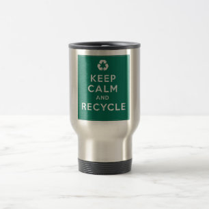 Behalten Sie Ruhe und recyceln Sie Reisebecher