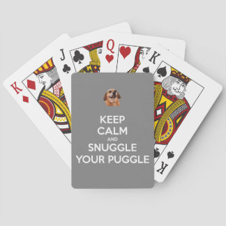 Behalten Sie Ruhe und Snuggle Ihr Puggle - Spielkarten