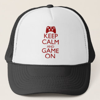 Behalten Sie Ruhe und Spiel an Truckerkappe