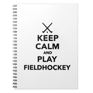 Behalten Sie Ruhe und Spiel Feld-Hockey Notizblock
