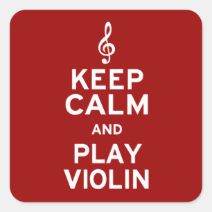 Behalten Sie Ruhe-und Spiel-Violine Quadratischer Aufkleber