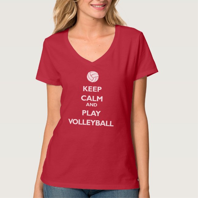 Behalten Sie Ruhe-und Spiel-Volleyball T-Shirt (Vorderseite)