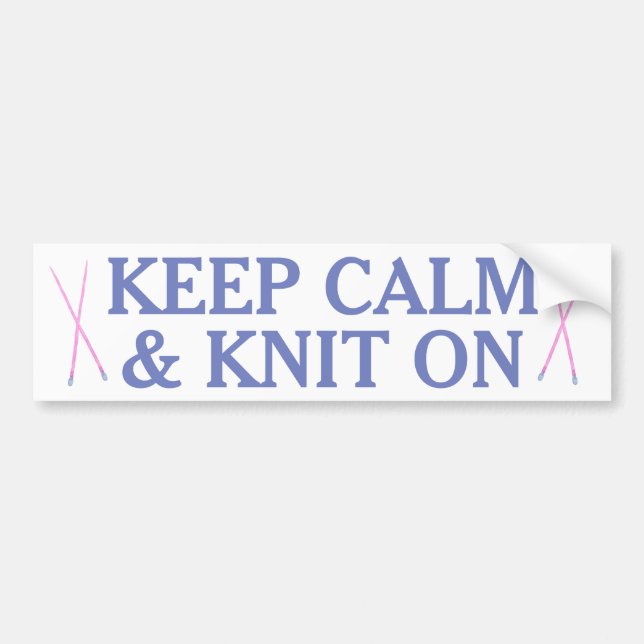 Behalten Sie Ruhe und Strick an Autoaufkleber (Vorne)