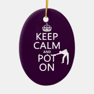 Behalten Sie Ruhe und Topf auf (Snooker/Pool) Keramik Ornament