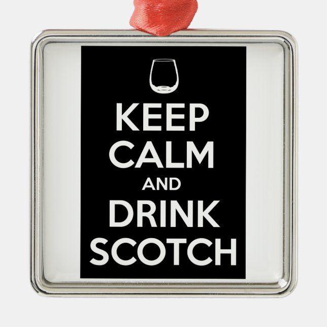 Behalten Sie Ruhe und trinken Sie schottisches Silbernes Ornament (Vorne)