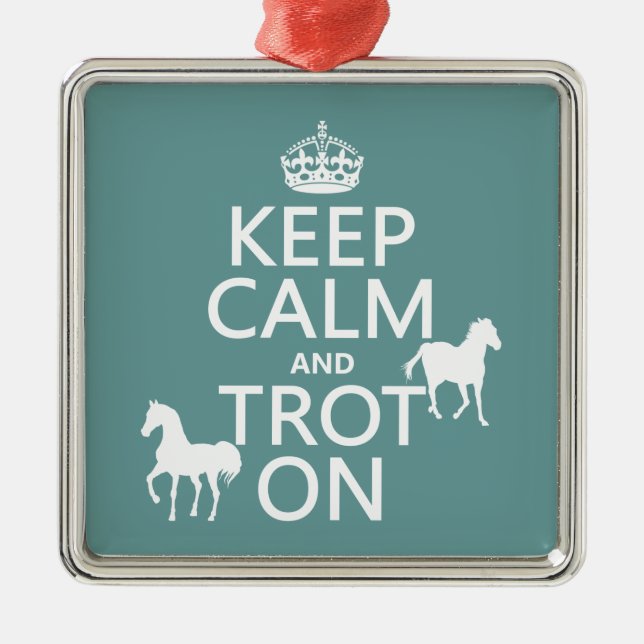 Behalten Sie Ruhe und Trot an - Pferde - alle Silbernes Ornament (Vorne)