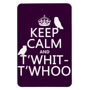 Behalten Sie Ruhe und T'Whit-T'Whoo (Eulen) Magnet