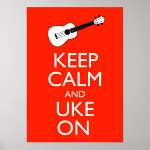 Behalten Sie Ruhe und Uke auf Ukulele-Plakat-Druck Poster
