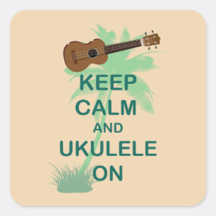 Behalten Sie Ruhe und Ukulele auf einzigartigem Quadratischer Aufkleber