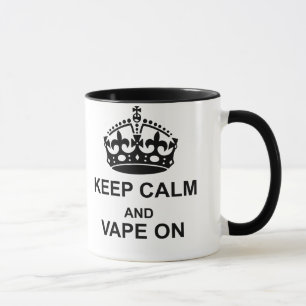 Behalten Sie Ruhe und Vape auf schwarzer Tasse