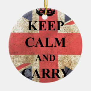 Behalten Sie ruhig, britische Flagge Keramikornament