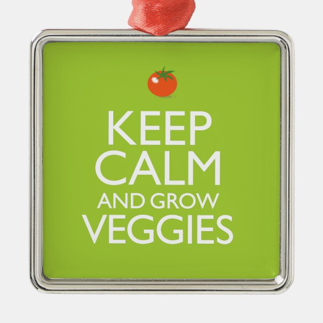 Behalten Sie ruhig und bauen Sie Veggies an Silbernes Ornament (Vorne)