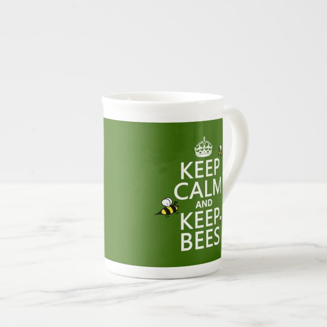 Behalten Sie ruhig und behalten Sie Bienen - alle Prozellantasse (Vorderseite Rechts)
