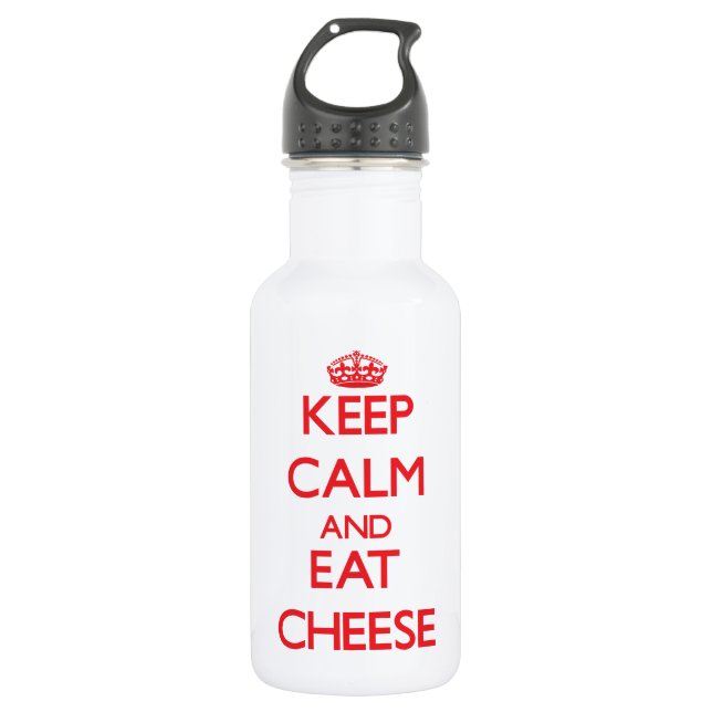 Behalten Sie ruhig und essen Sie Käse Edelstahlflasche (Vorderseite)