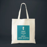 Behalten Sie ruhig und lesen Sie Einkaufstasche<br><div class="desc">Behalten Sie ruhig und lesen Sie Einkaufstasche Janes Austen. Behalten Sie ruhig und lesen Sie Miniatur-Silhouette Janes Austen. Groß für irgendeinen Fan von Jane Austen. Stolz und Vorurteil,  Emma,  Sinn und Sinnlichkeit,  Herr,  Darcy,  Elizabeth Bennet oder Emma und Herr Knightley. Schöne aquamarine Farbe.</div>