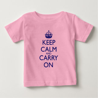 Behalten Sie ruhig und machen Sie Marine-Blau-Text Baby T-shirt