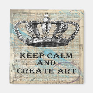 Behalten Sie ruhig und schaffen Sie Kunst-Vintagen Magnet