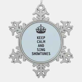 Behalten Sie ruhig und singen Sie Showtunes Schneeflocken Zinn-Ornament