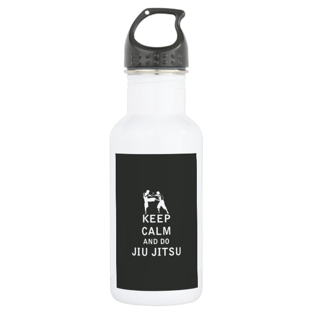 Behalten Sie ruhig und tun Sie Jiu-Jitsu Edelstahlflasche (Vorderseite)