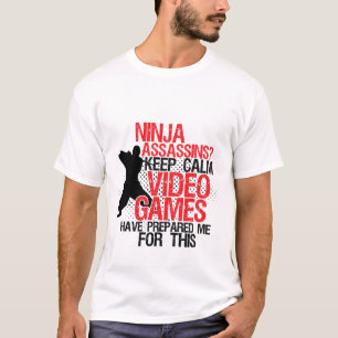 Behalten Sie ruhige lustige Geeks und Gamers Ninja T-Shirt