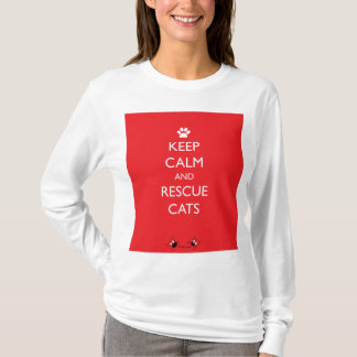 Behalten Sie ruhige und Rettungs-Katzen-Weiß-Tatze T-Shirt