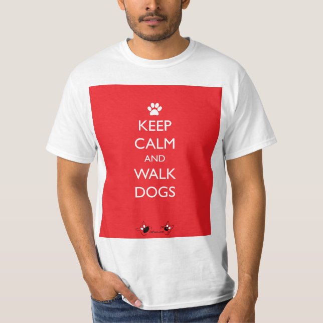 Behalten Sie ruhige und Weg-Hundeweiß-Tatze T-Shirt (Vorderseite)