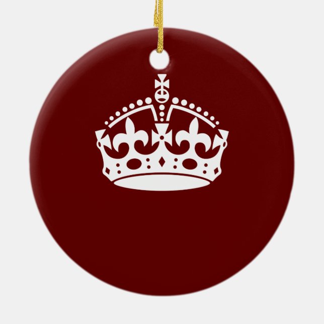 Behalten Sie ruhigen Kronen-Burgunder-Rot-Akzent Keramik Ornament (Hinten)